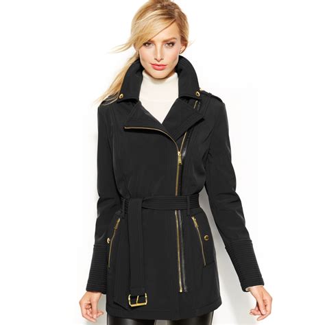 michael kors black water resistant coat|Michael Kors black trench coat.